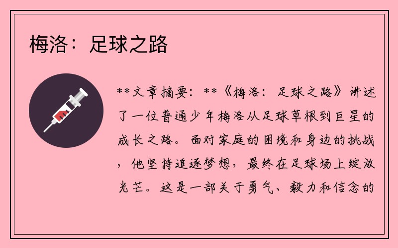 梅洛：足球之路