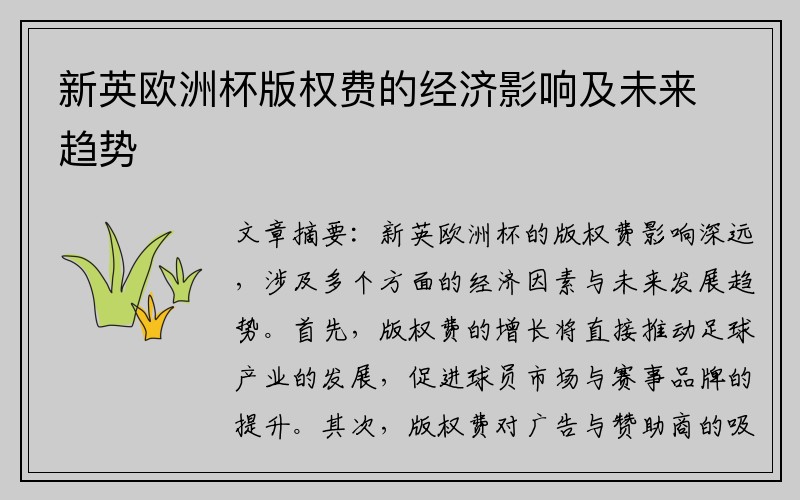 新英欧洲杯版权费的经济影响及未来趋势